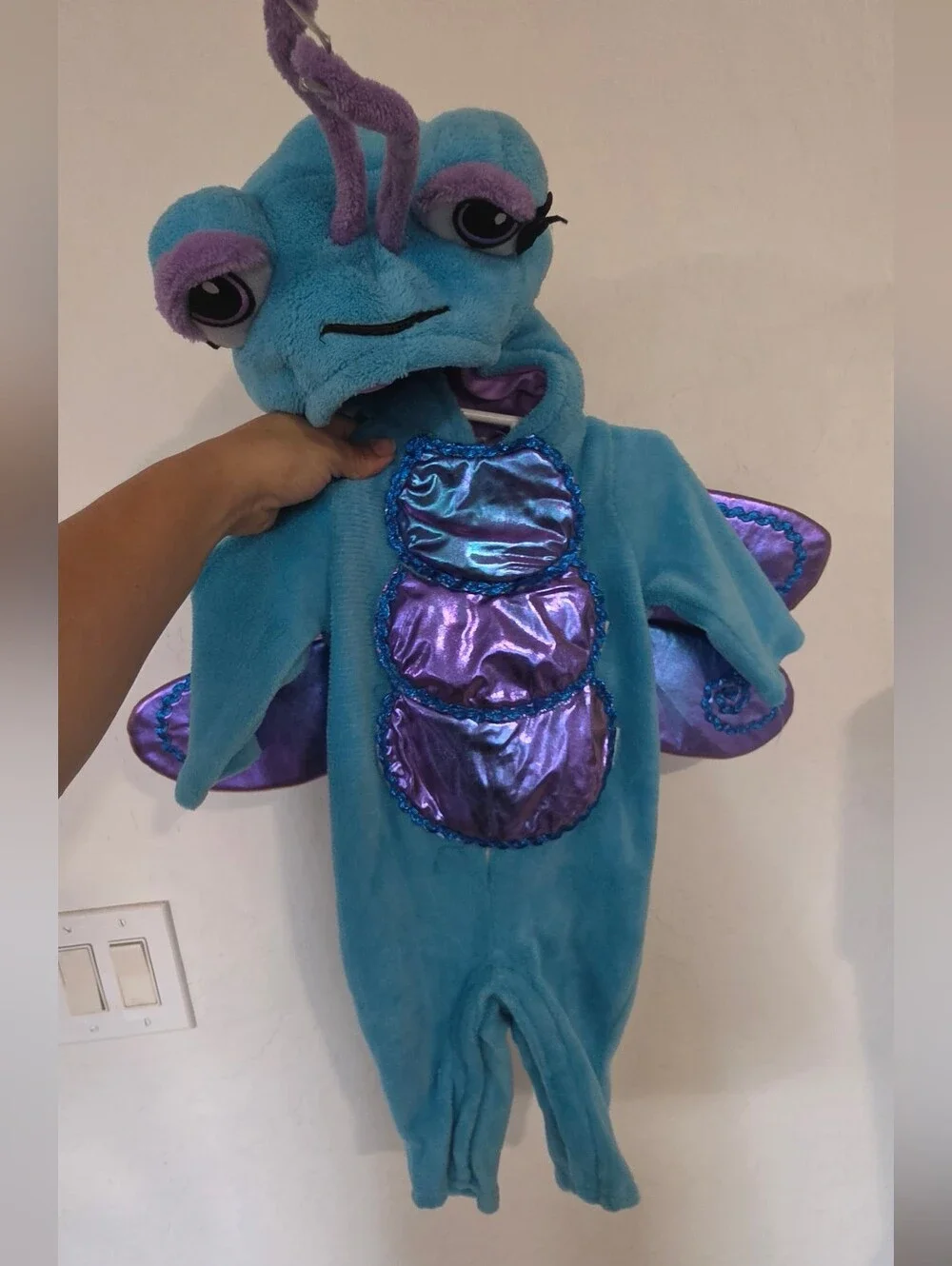 Halloweencostumes 6/9 Months Blue & Purple Dragon  Unbranded Plush Onesie